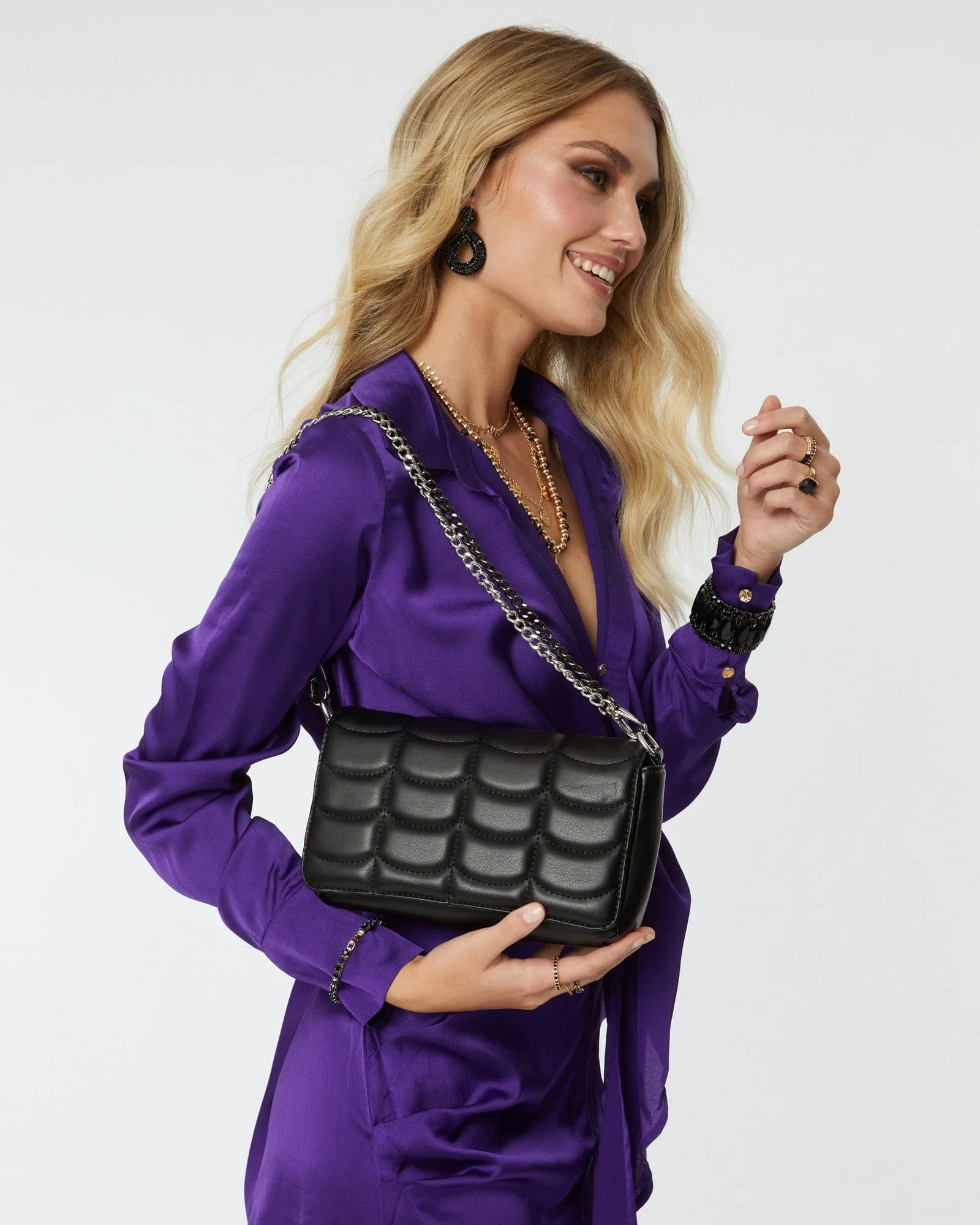 Black Vivica Quilt Crossbody Bag
