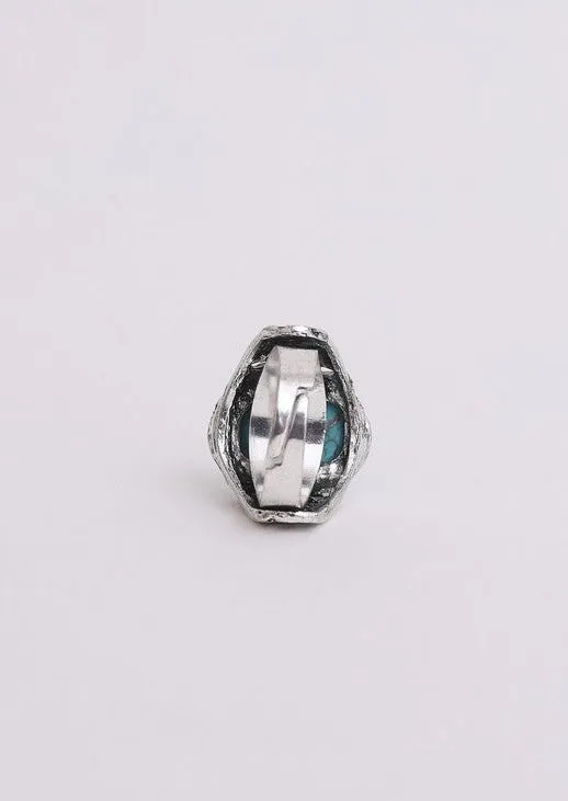Bohemian Oval Cut Adjustable Turquoise Ring