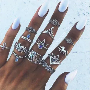Boho Moon Midi Ring Set