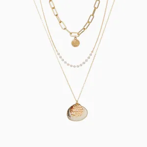 Boho Style Charm Pendant Chain-Link Layered Necklace - Gold