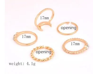 Brief 5pcs/set CZ Crystal Midi Rings for Women Bohemian Moon Charms