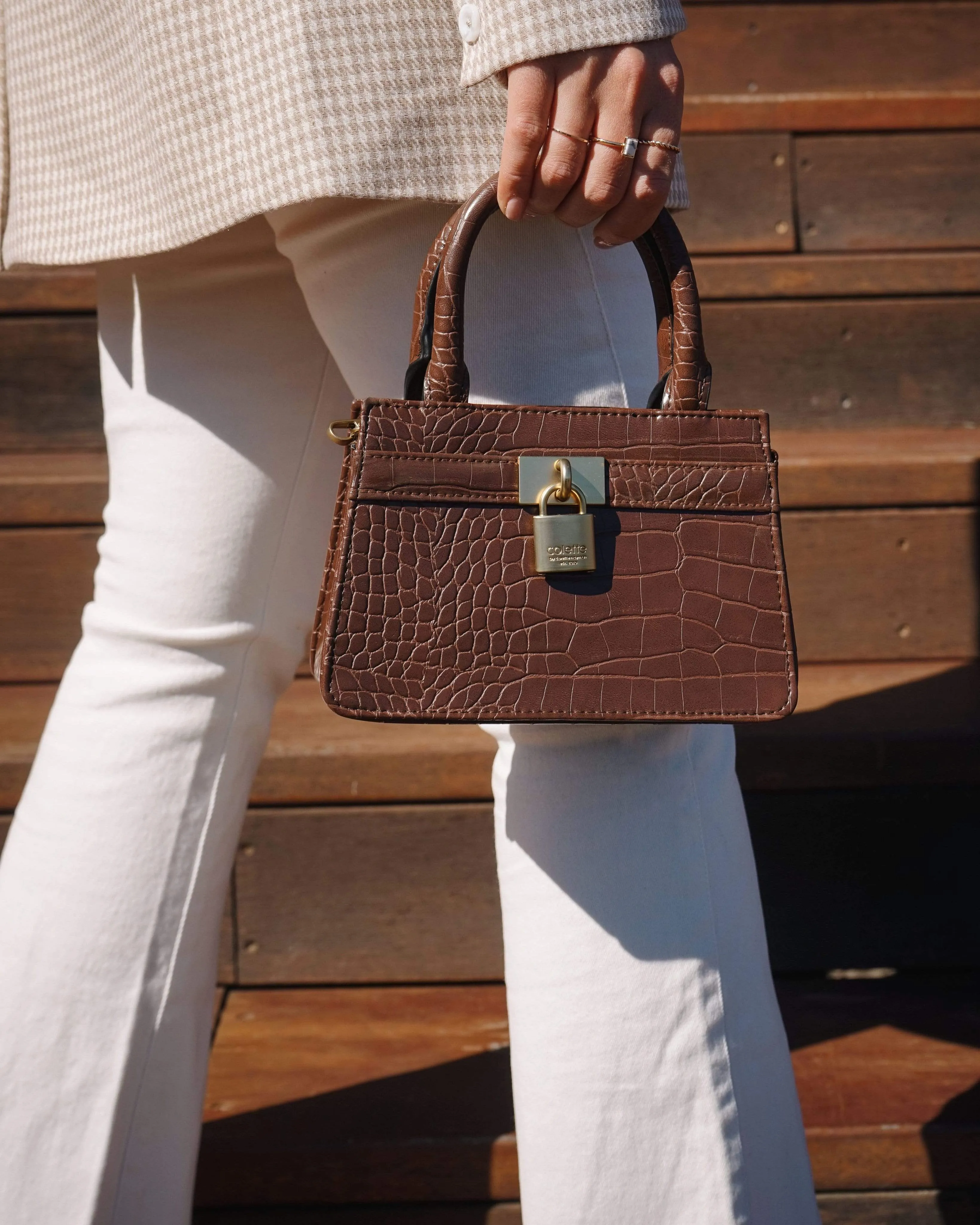Brown Danica Lock Mini Bag