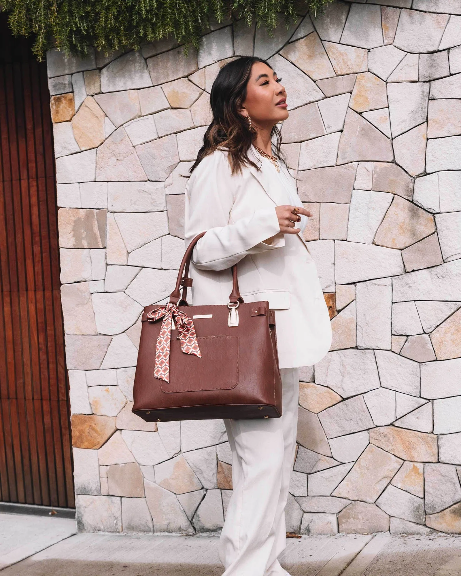 Brown Violet Large Tote Bag