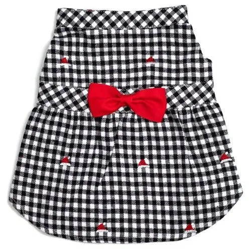 Check Santa Hats Dress - Black