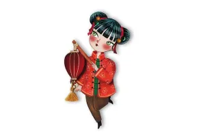Chinese Girl Lantern Brooch by Laliblue