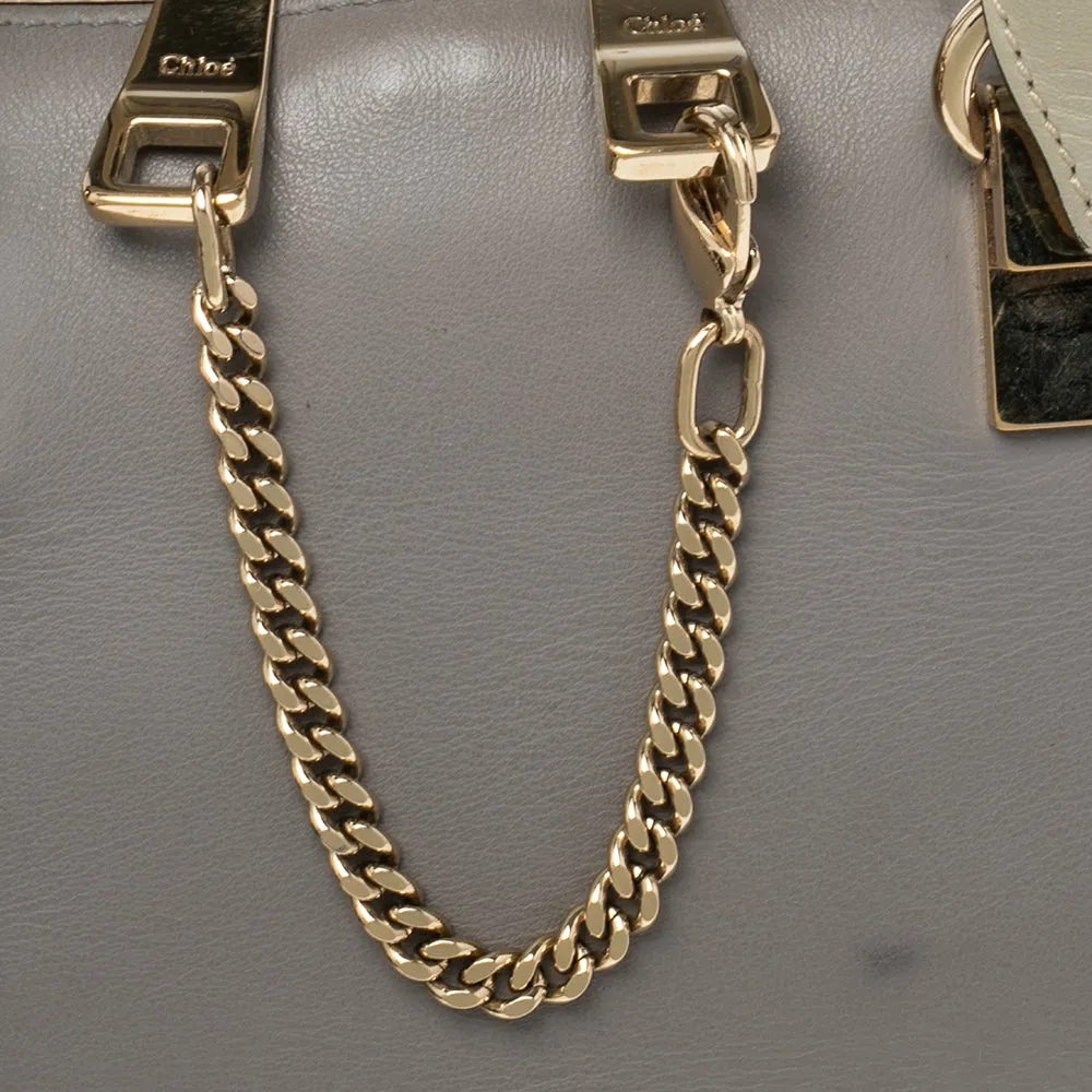 Chloe Grey/beige Leather Small Baylee Tote