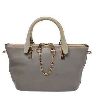 Chloe Grey/beige Leather Small Baylee Tote