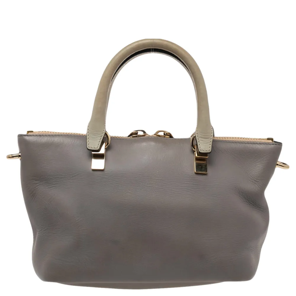 Chloe Grey/beige Leather Small Baylee Tote