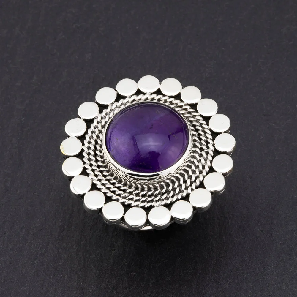 Chunky Sterling Silver and Amethyst Ring