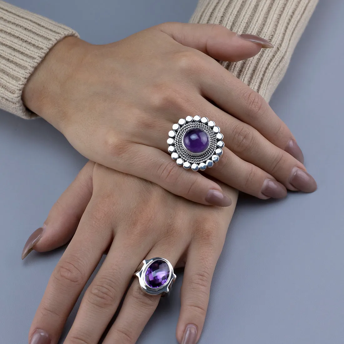 Chunky Sterling Silver and Amethyst Ring