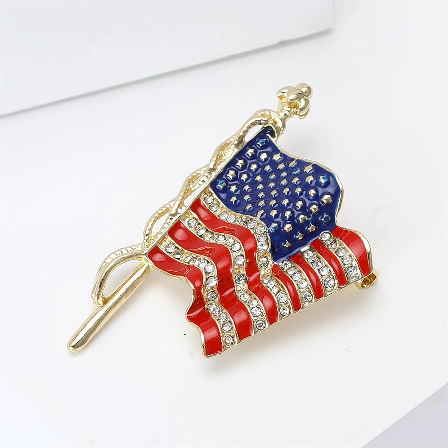 coadipress American Flag Brooches for Women Men Rhinestone Crystal 4th of July American Patriotic Flag Brooches Pins Sparkle Veterans Independence Day Accessory Gifts