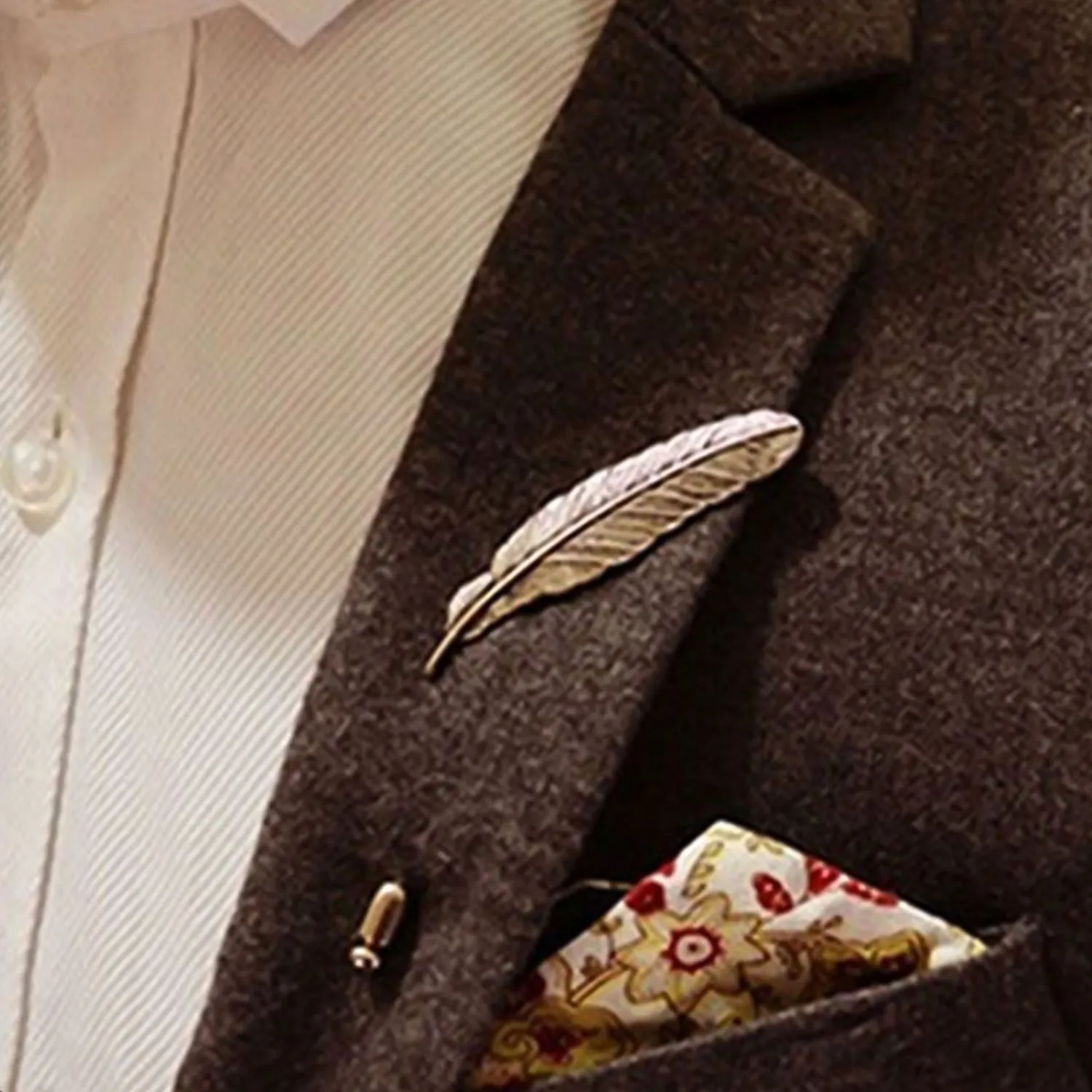 Combo of 2 Gold Color Leafy Lapel Pins / Brooches