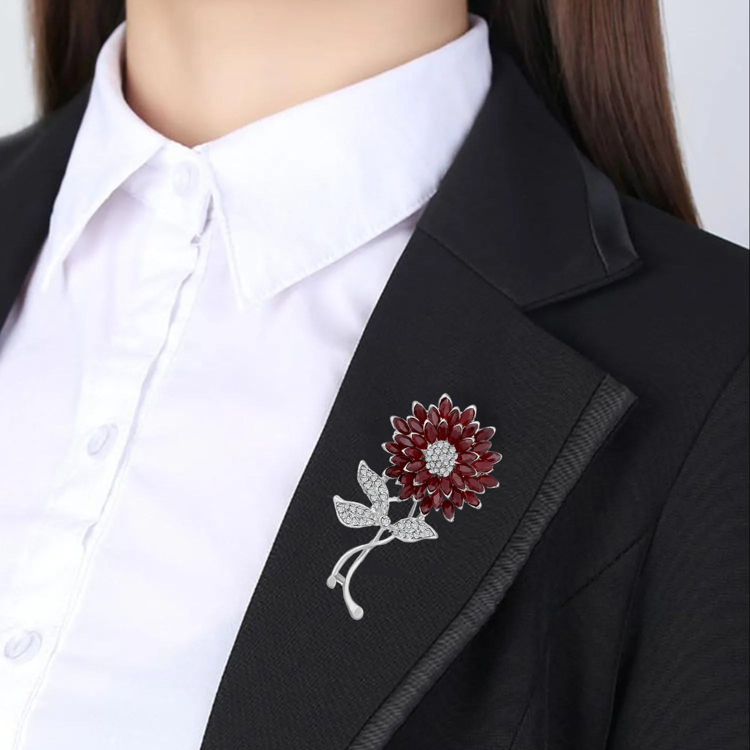 Combo of Brown and white Crystals Floral, Deer-Shaped Wedding Brooch