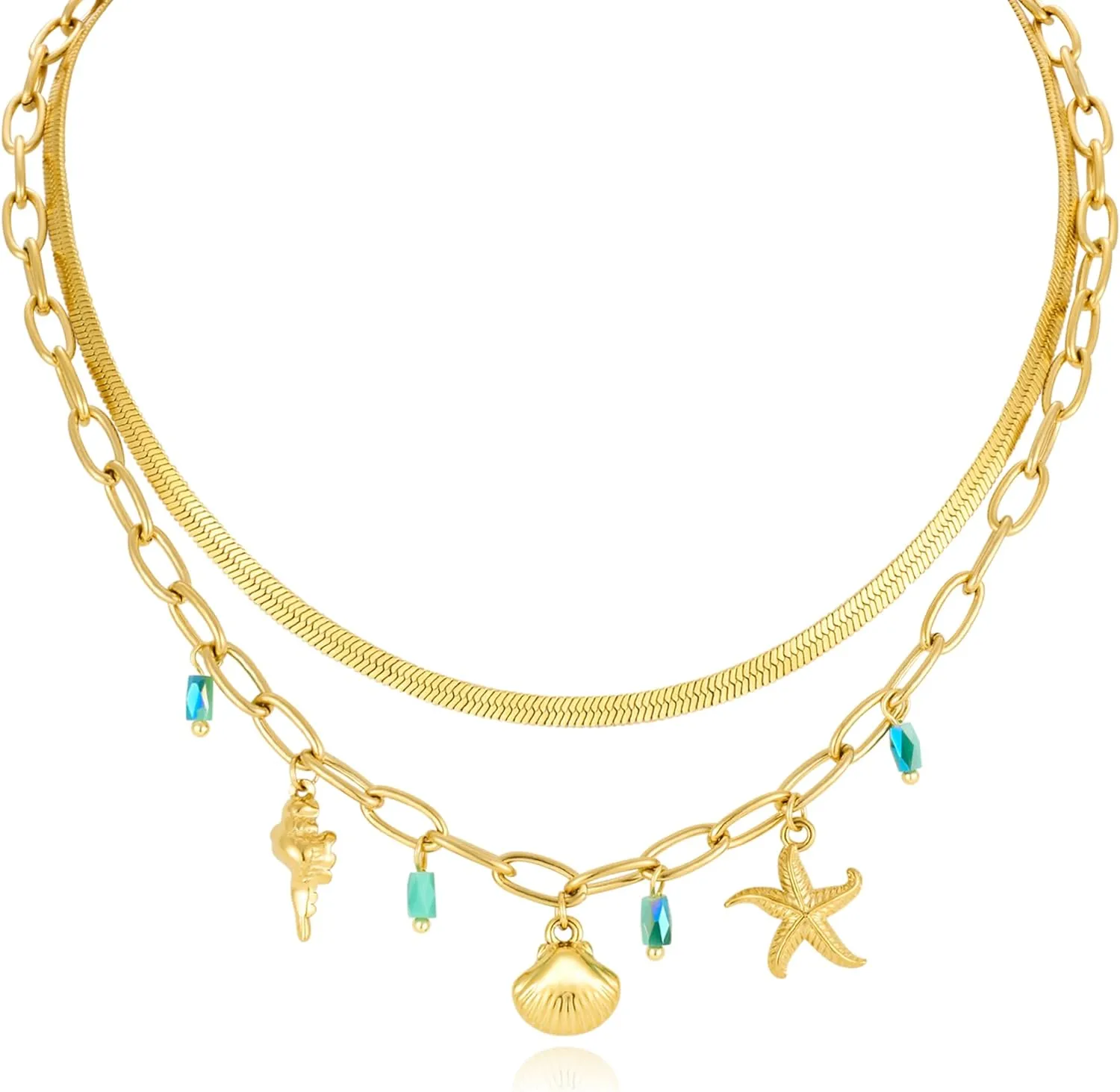 Conch Shell Necklaces For Women With Ocean Charms Necklaces Adjustable Conch Starfish Necklaces Trendy Sea Shell Necklaces Gold Summer Fashion Mermaid Necklaces Beach Jewelry Gift