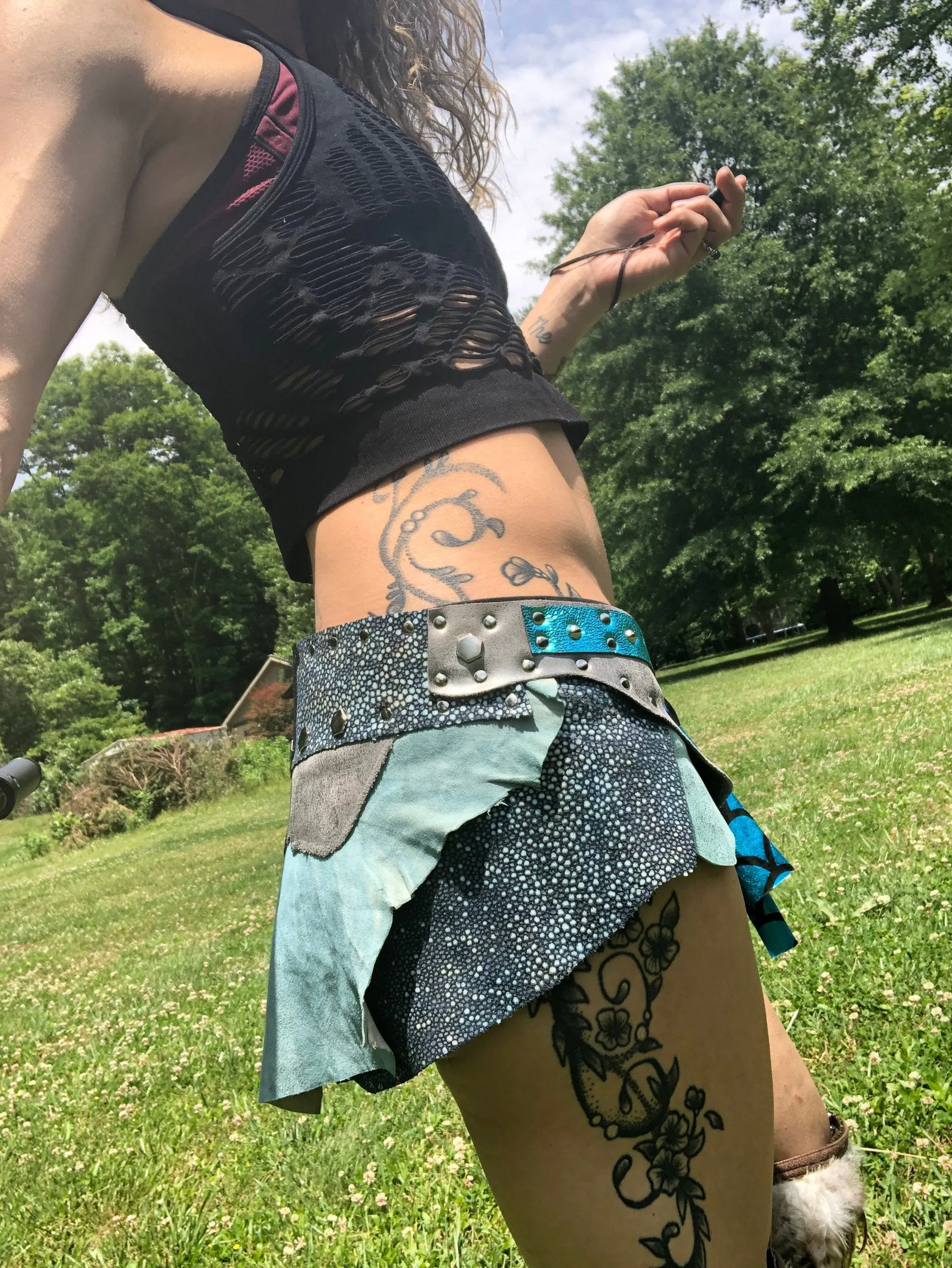 COVENTINA, Leather Utility Belt, Burning Man Skirt, Steampunk costume, Rave Costume, Tribal Belly Dance Belt, Fairy Costume