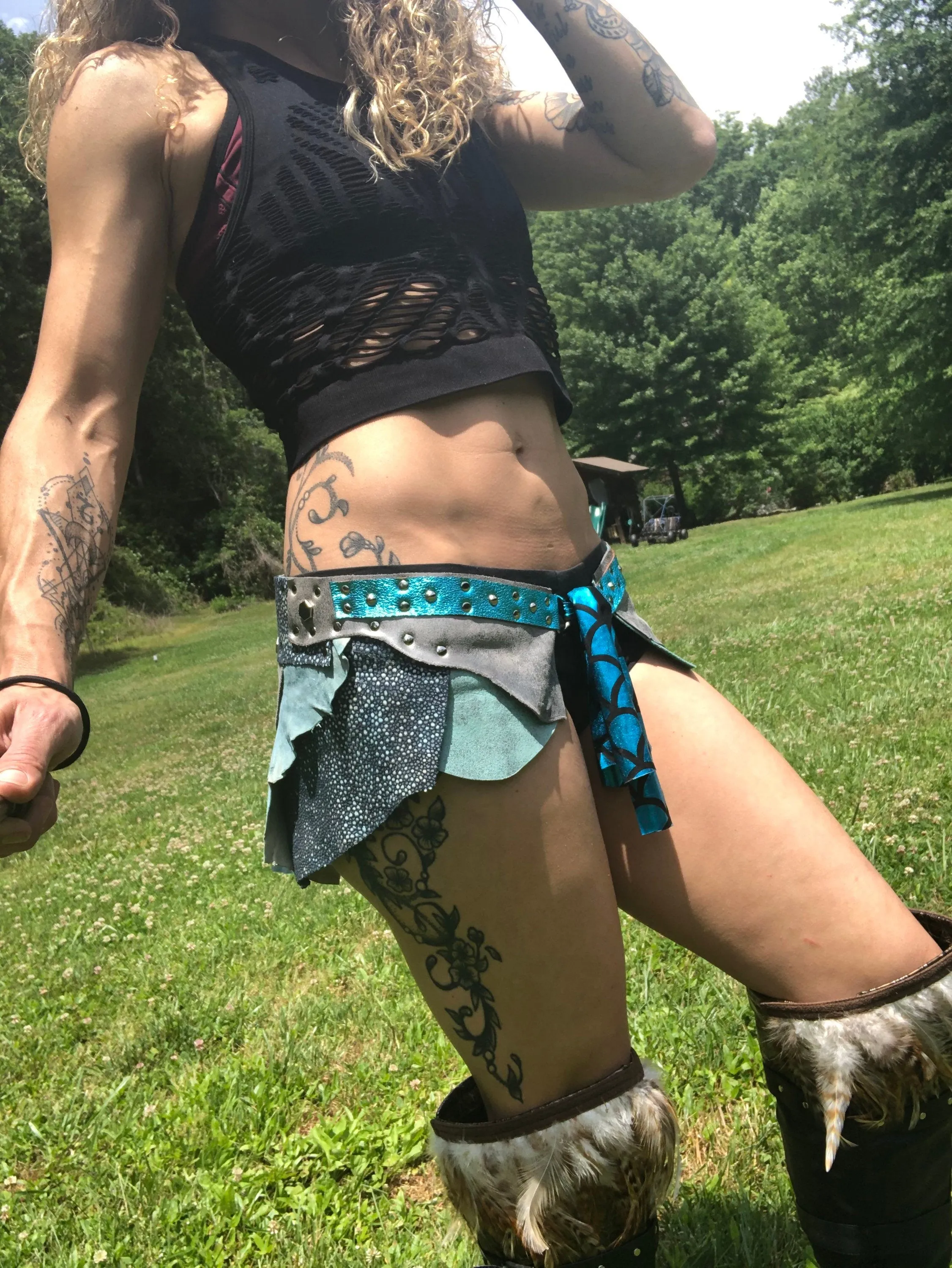 COVENTINA, Leather Utility Belt, Burning Man Skirt, Steampunk costume, Rave Costume, Tribal Belly Dance Belt, Fairy Costume