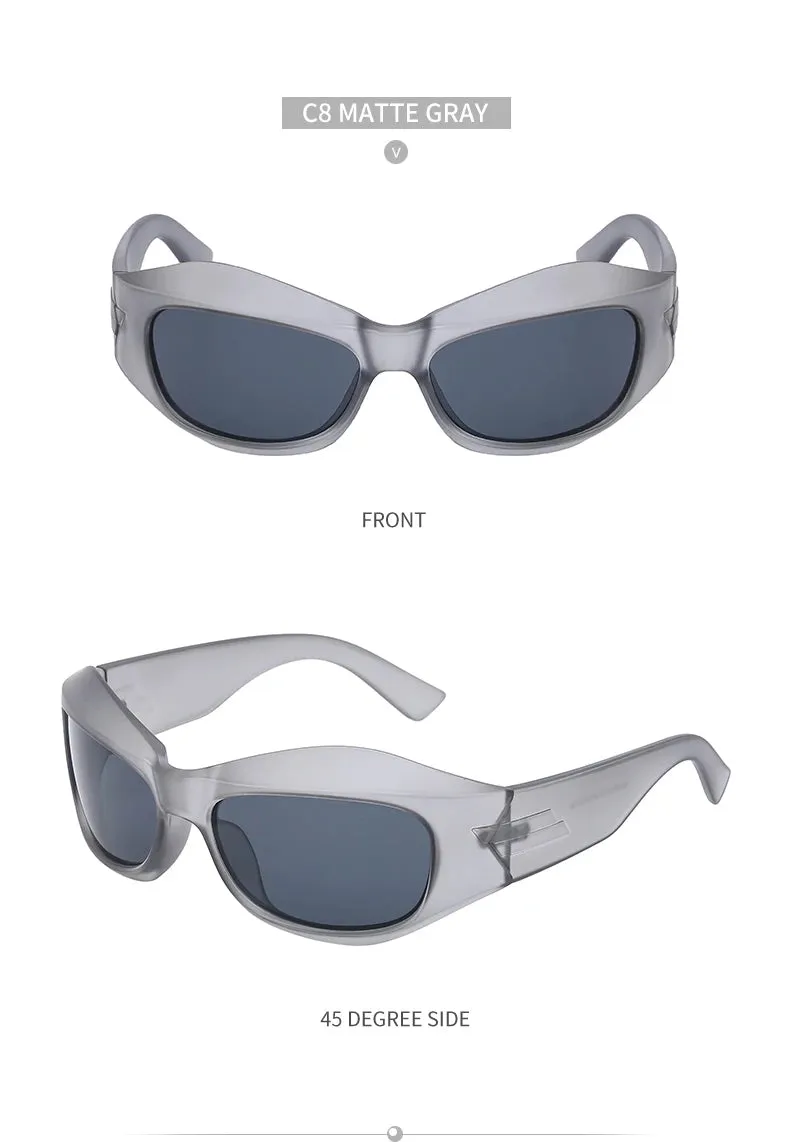 Cyber Y2K Punk Steampunk Sunglasses  UV400 Square Sports Shades for Women & Men