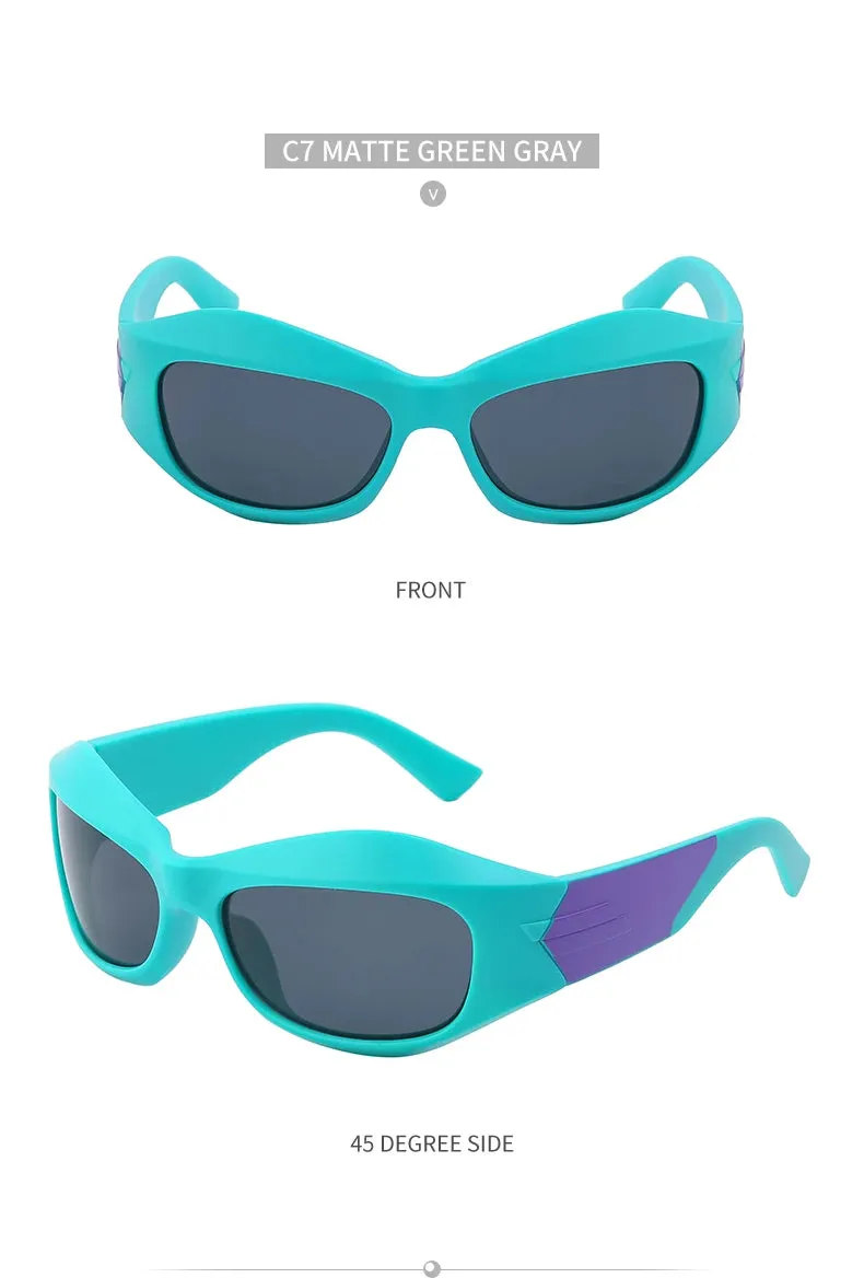 Cyber Y2K Punk Steampunk Sunglasses  UV400 Square Sports Shades for Women & Men