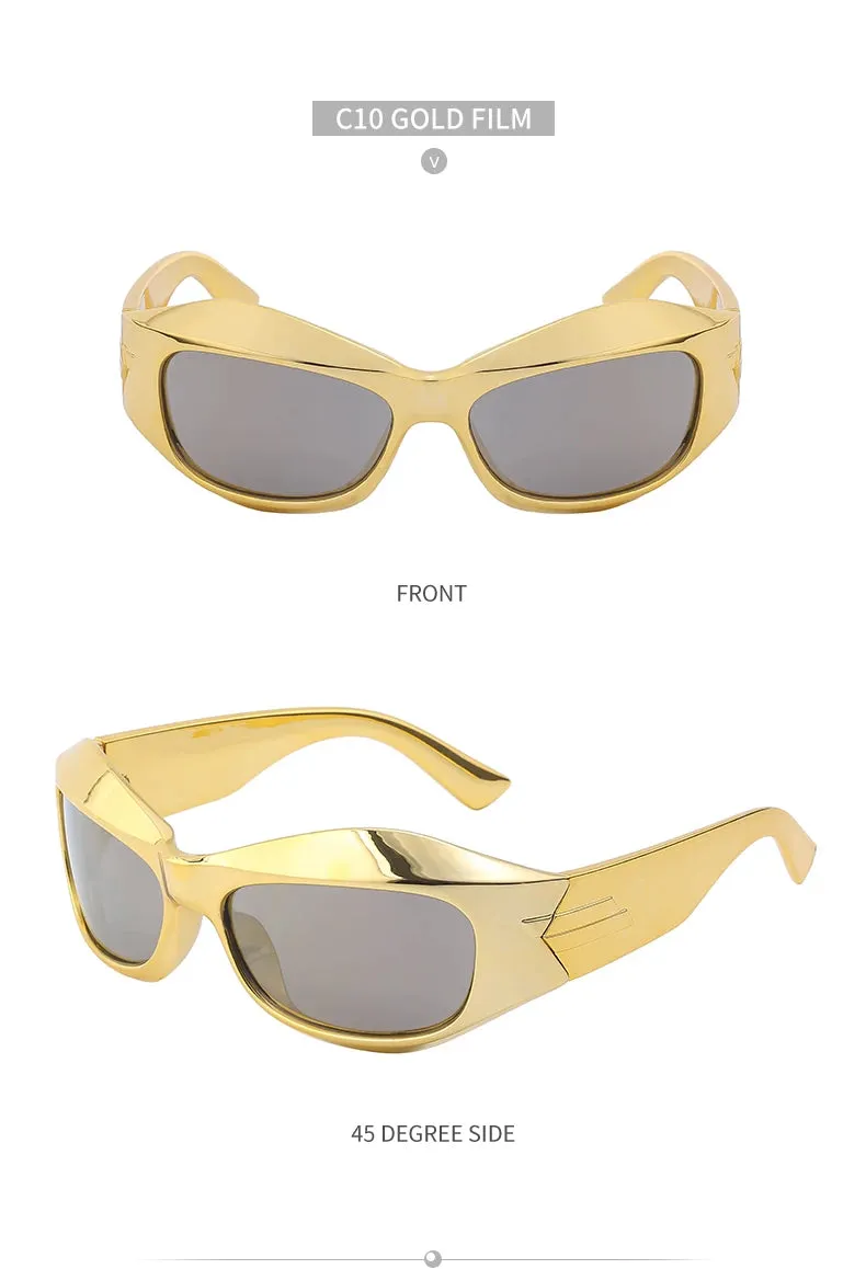 Cyber Y2K Punk Steampunk Sunglasses  UV400 Square Sports Shades for Women & Men