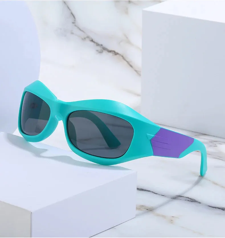 Cyber Y2K Punk Steampunk Sunglasses  UV400 Square Sports Shades for Women & Men