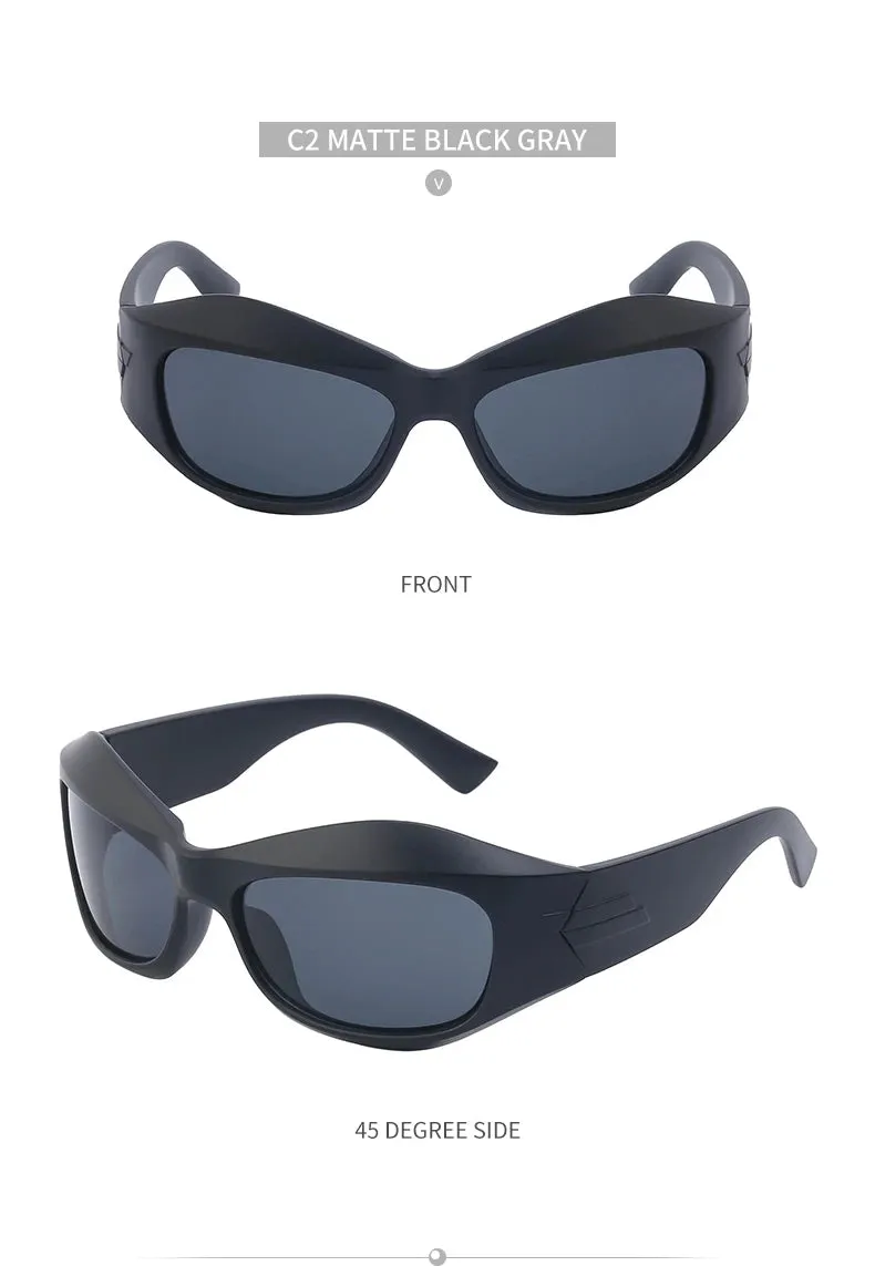 Cyber Y2K Punk Steampunk Sunglasses  UV400 Square Sports Shades for Women & Men