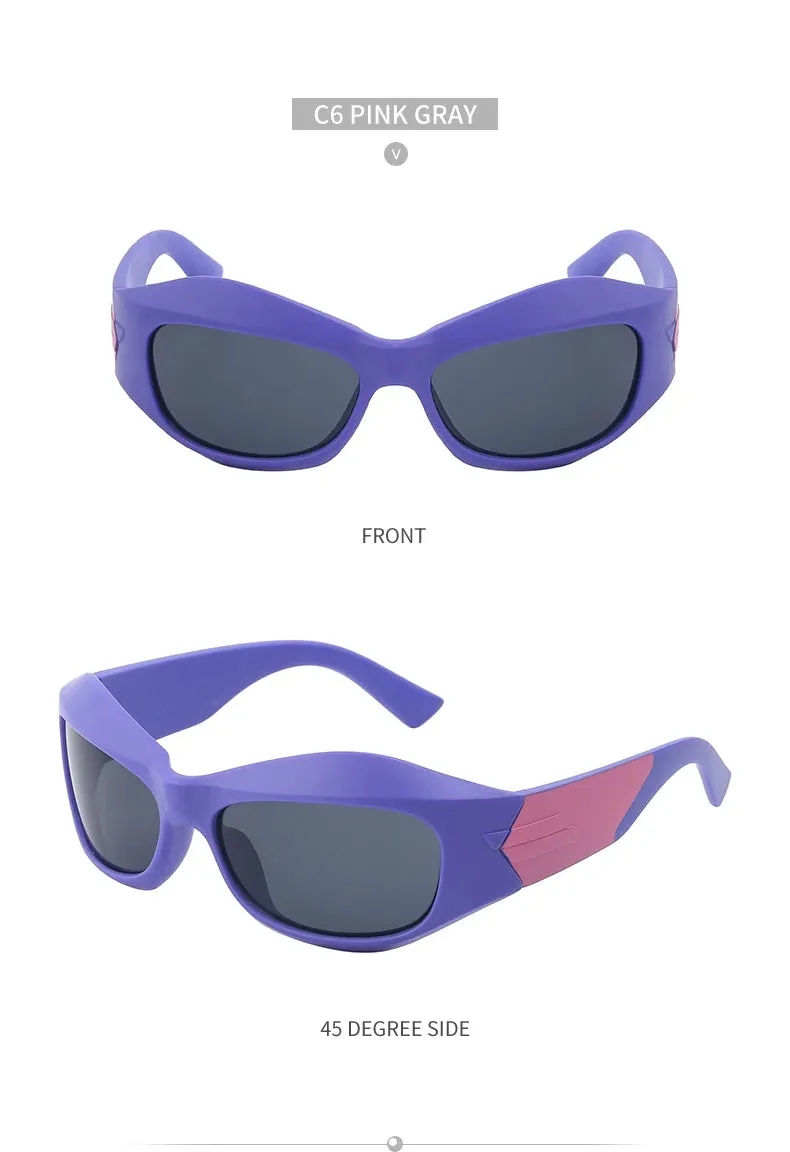 Cyber Y2K Punk Steampunk Sunglasses  UV400 Square Sports Shades for Women & Men