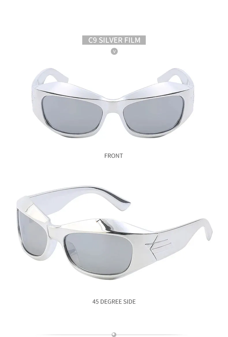 Cyber Y2K Punk Steampunk Sunglasses  UV400 Square Sports Shades for Women & Men