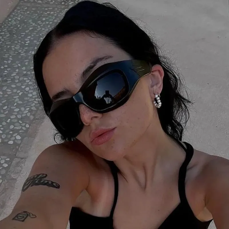 Cyber Y2K Punk Steampunk Sunglasses  UV400 Square Sports Shades for Women & Men