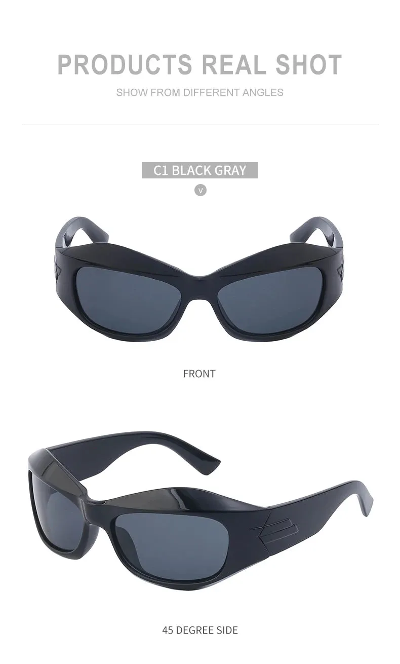 Cyber Y2K Punk Steampunk Sunglasses  UV400 Square Sports Shades for Women & Men
