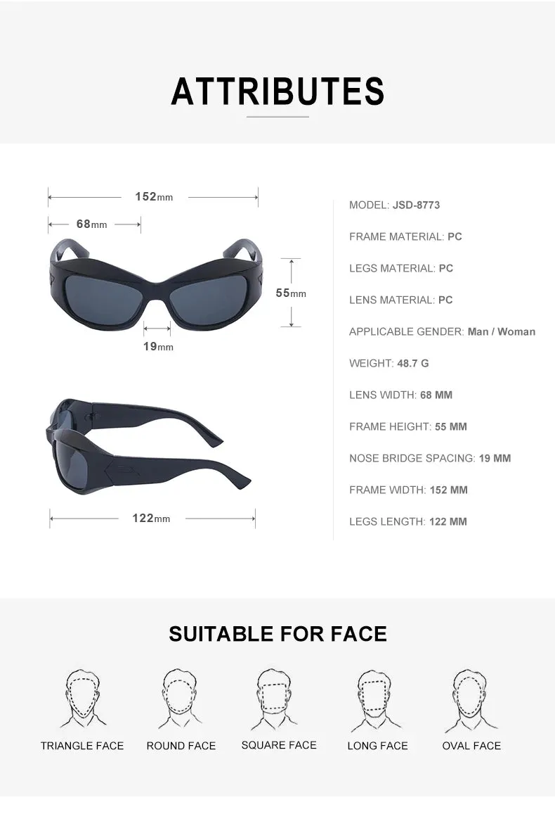 Cyber Y2K Punk Steampunk Sunglasses  UV400 Square Sports Shades for Women & Men