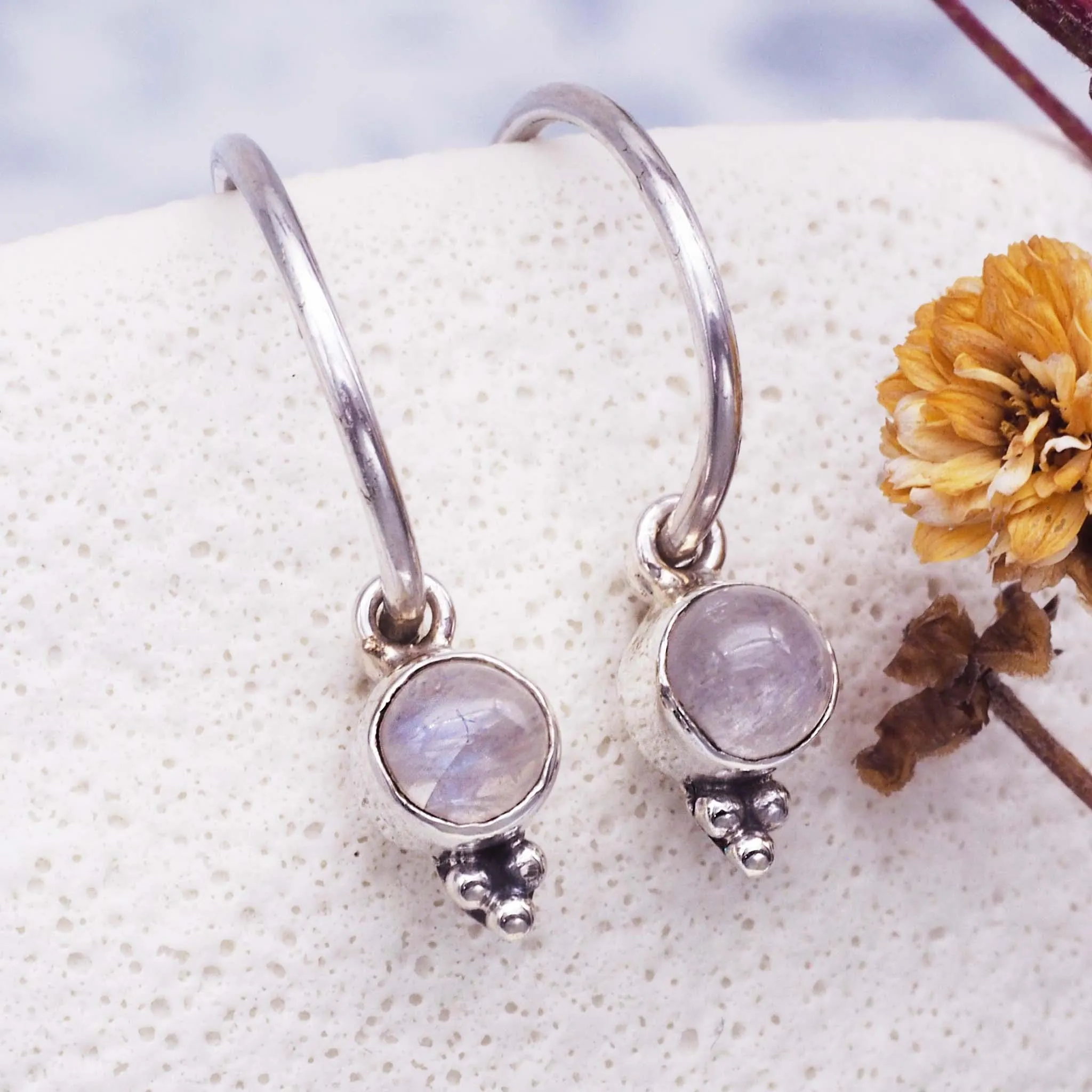 Dainty Moonstone Hoops