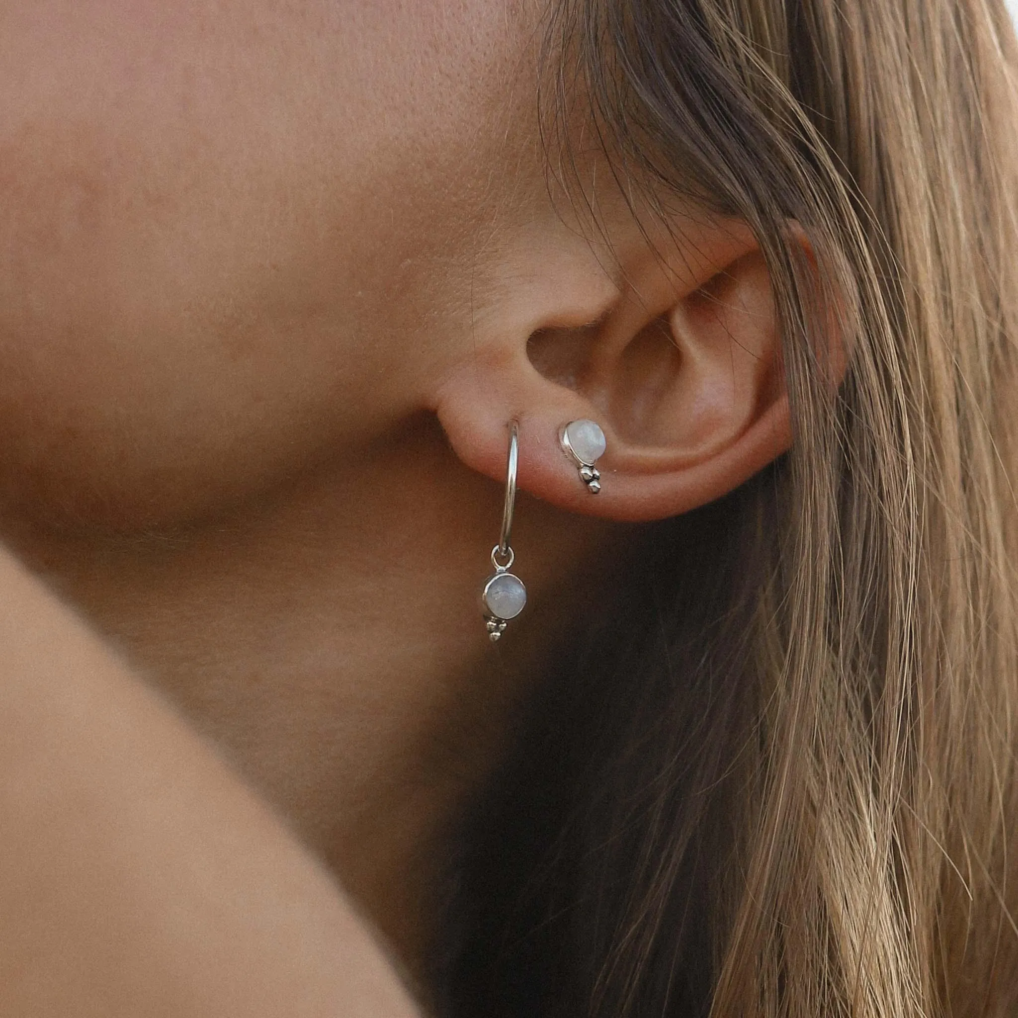 Dainty Moonstone Hoops