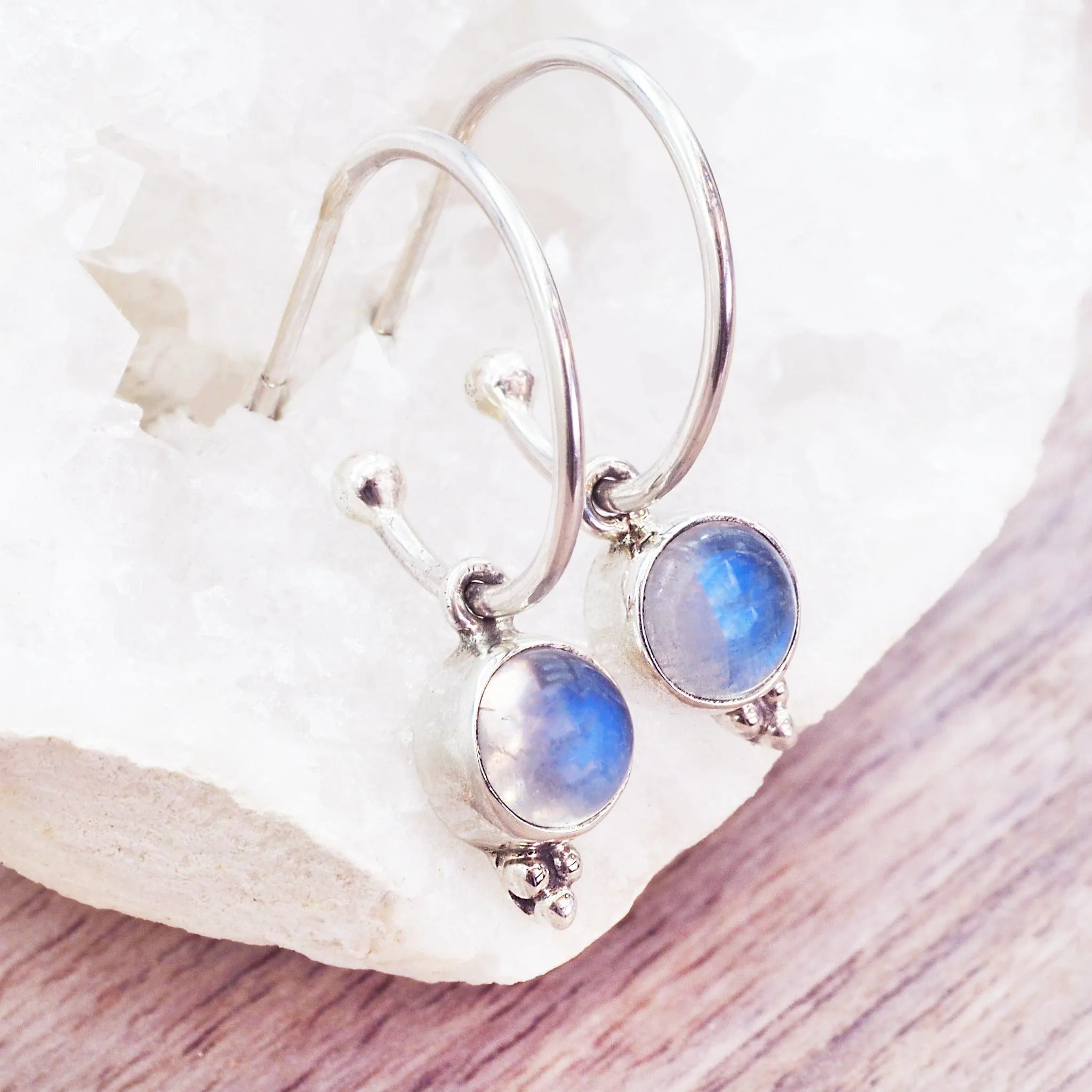 Dainty Moonstone Hoops