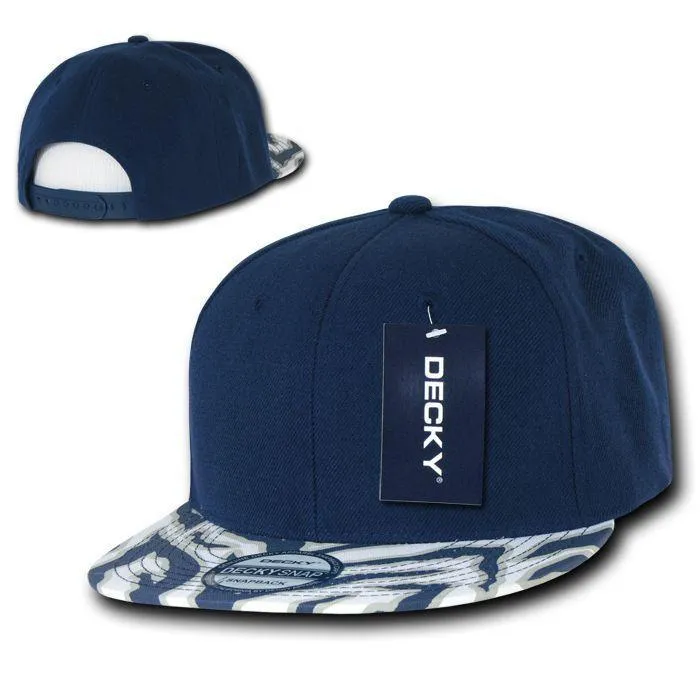 Decky Ziger Zebra Animal Two Tone Print Flat Bill Hats Caps Baseball