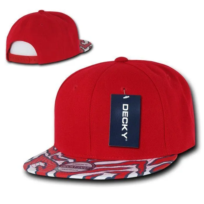 Decky Ziger Zebra Animal Two Tone Print Flat Bill Hats Caps Baseball