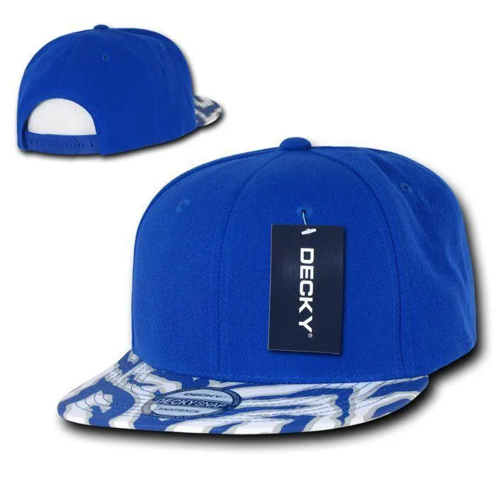 Decky Ziger Zebra Animal Two Tone Print Flat Bill Hats Caps Baseball
