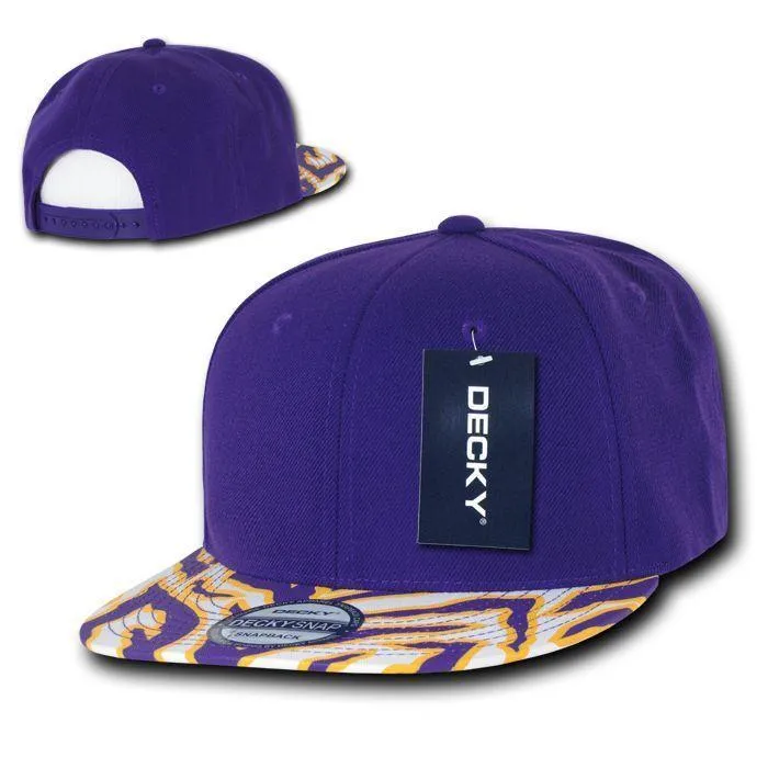 Decky Ziger Zebra Animal Two Tone Print Flat Bill Hats Caps Baseball
