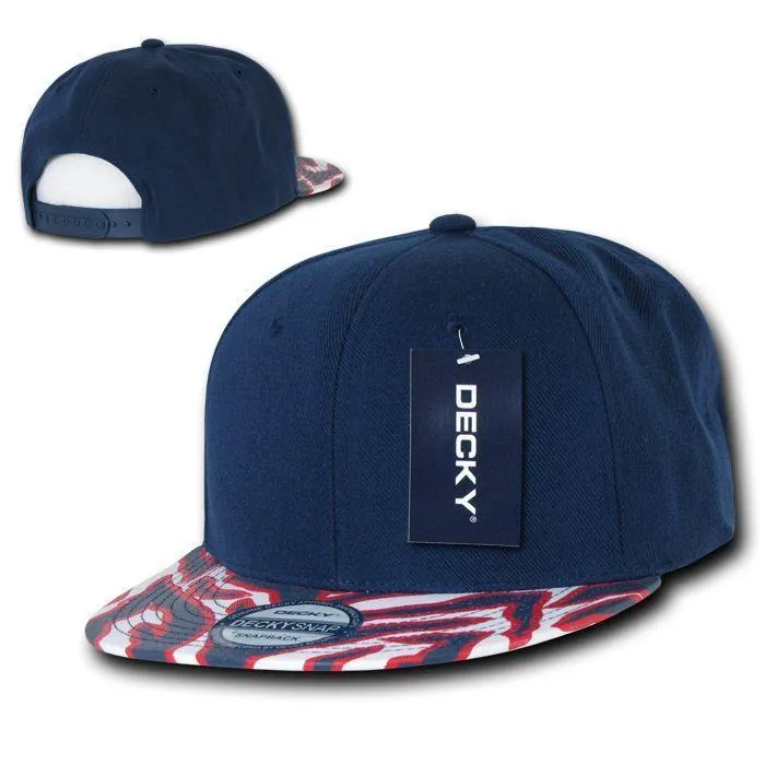 Decky Ziger Zebra Animal Two Tone Print Flat Bill Hats Caps Baseball