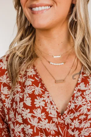 Delightfully Darling 3 Piece Necklace Set- Pearl & Gold