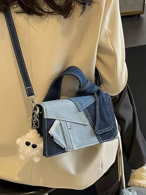 Denim Patchwork Small Square Bag