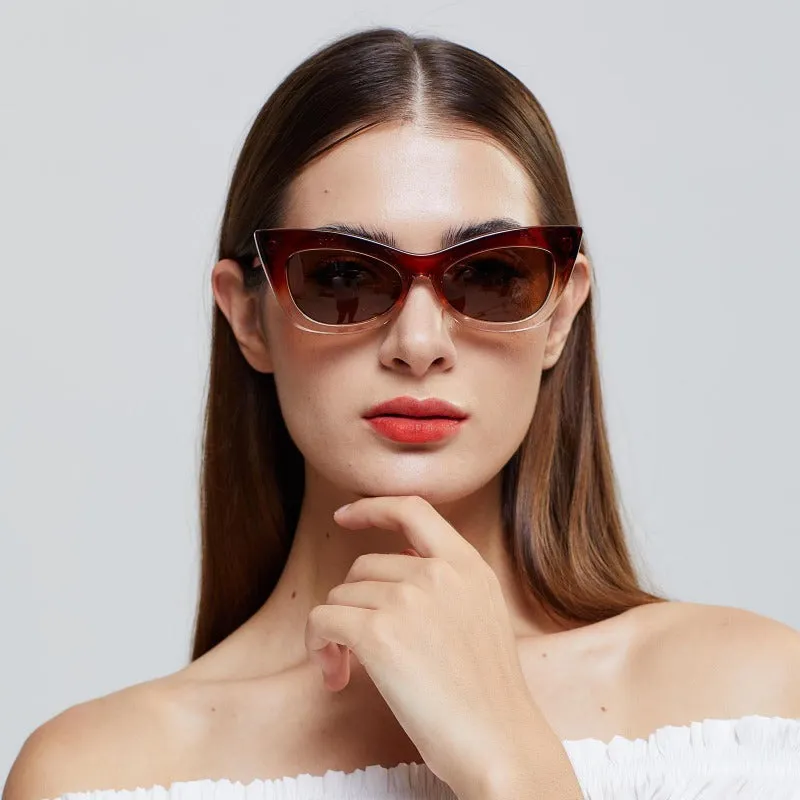 DUCO Cateye Sunglasses Womens Trendy Polarized Narrow Square Shades W005