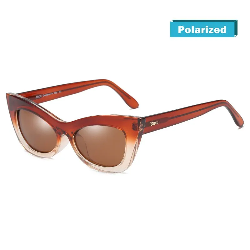 DUCO Cateye Sunglasses Womens Trendy Polarized Narrow Square Shades W005