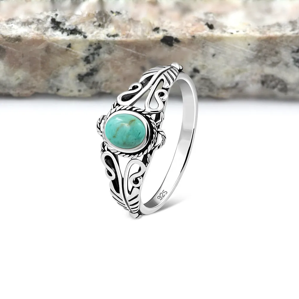 Ethnic Turquoise Solid Silver Ring