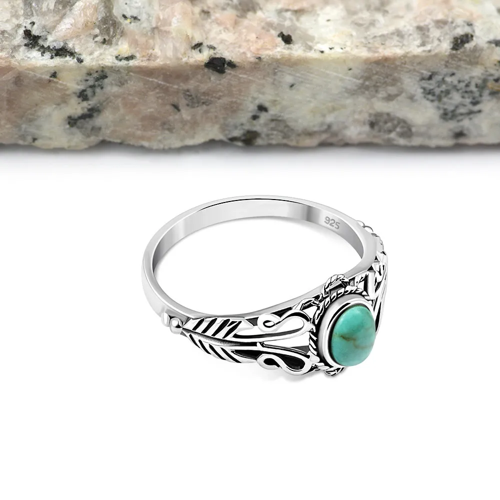 Ethnic Turquoise Solid Silver Ring