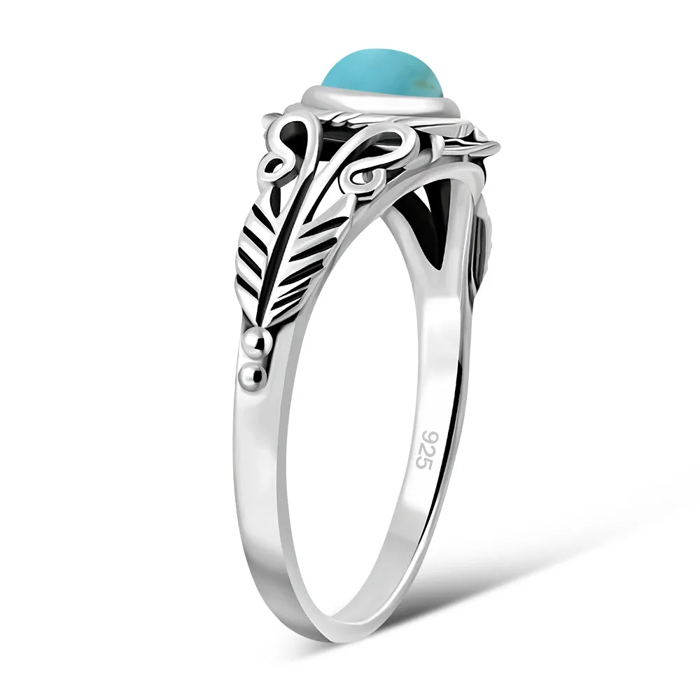 Ethnic Turquoise Solid Silver Ring