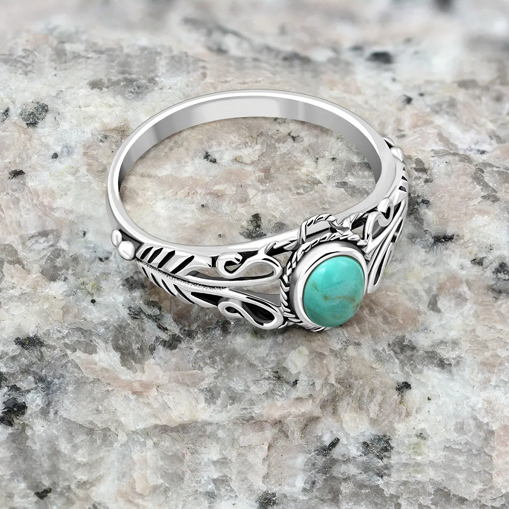 Ethnic Turquoise Solid Silver Ring