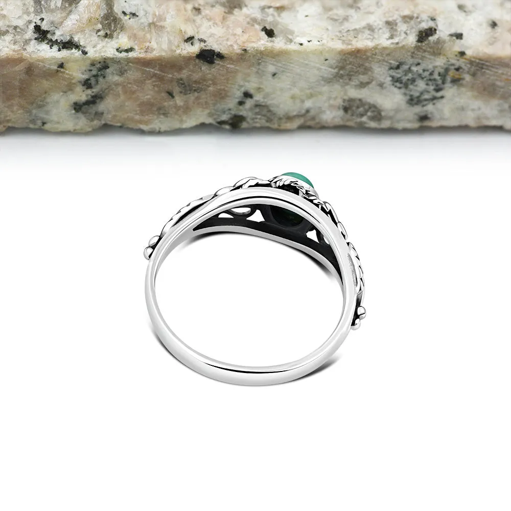 Ethnic Turquoise Solid Silver Ring
