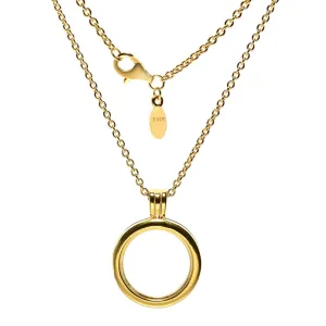 FANDOLA Necklaces 100% 925 Sterling Silver Jewelry Shine Floating Locket Necklaces for Women DIY Petite Charms Jewelry