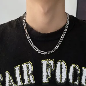 Flytonn Grunge Stainless Steel Chain Women Men Necklace Goth Cuban Link Chain Hip Hop Statement Jewelry Matching Necklace Jewelry