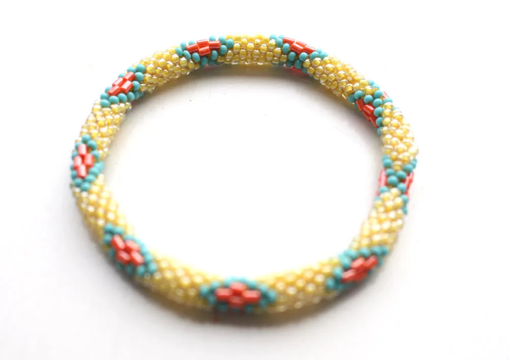 Funky Bright Crocheted Beads Roll On Bracelet RB059